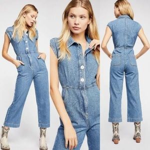 Free People Unchained Melody Denim Jumpsuit